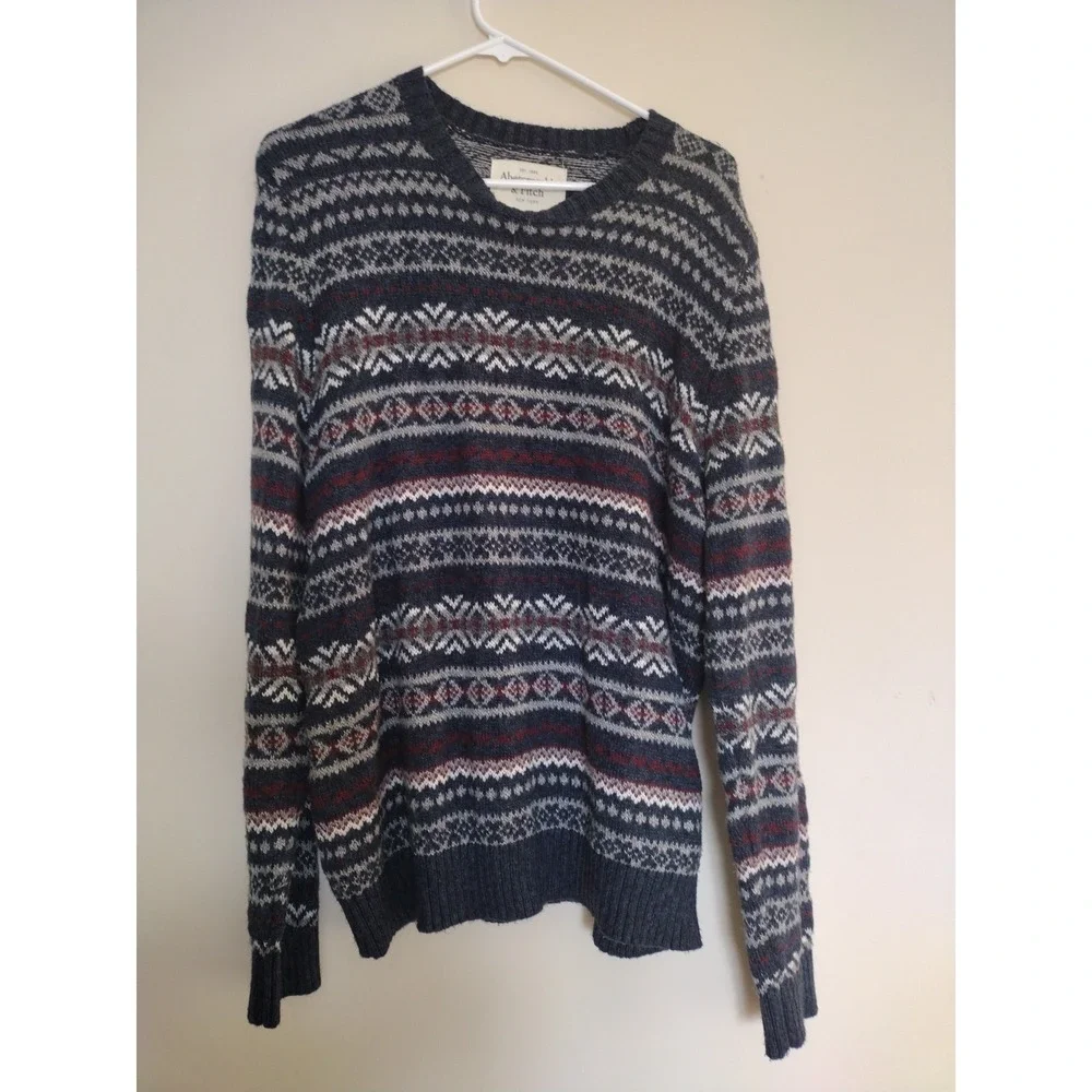 Vintage Abercrombie & Fitch Sweater Man's XL Multicolor Crew Neck Pullover‎